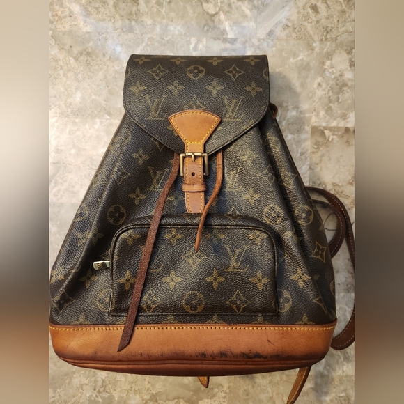 Louis Vuitton Brown Montsouris Monogram Backpack with Leather Trim - Picture 1 of 10